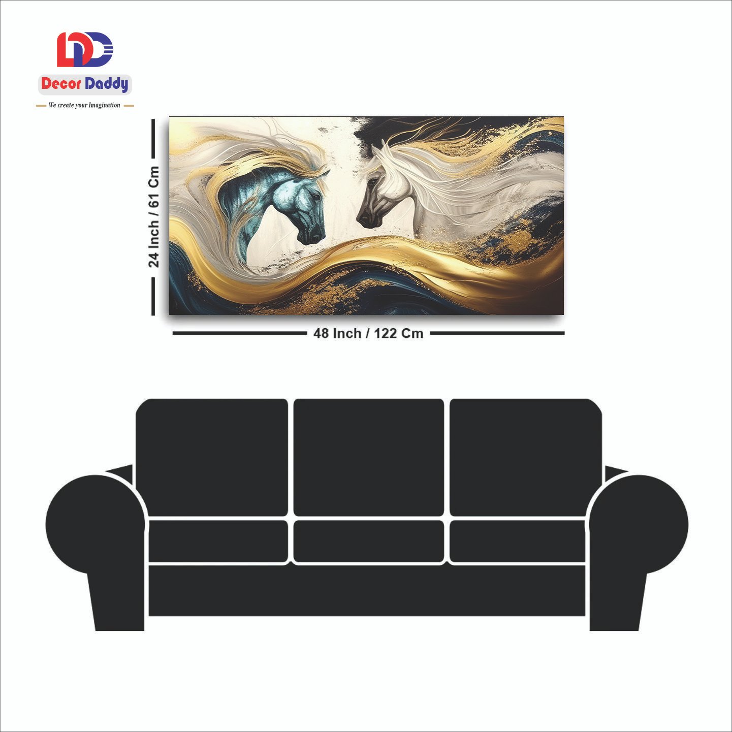 Imagine Two Horse Premium Canvas Wall Painting decorative masterpiece for home decor